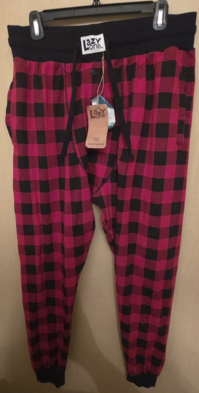 NEW Lazy One LONG JOHNS Red Black Plaid Uni Lounge Pants NWT Size XL